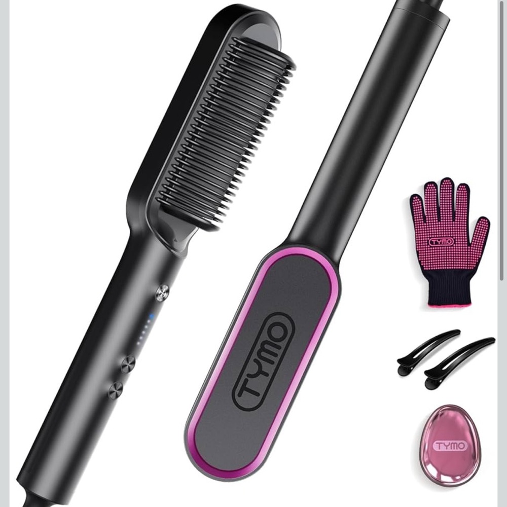 Hair Straightening Comb - Black and Pink